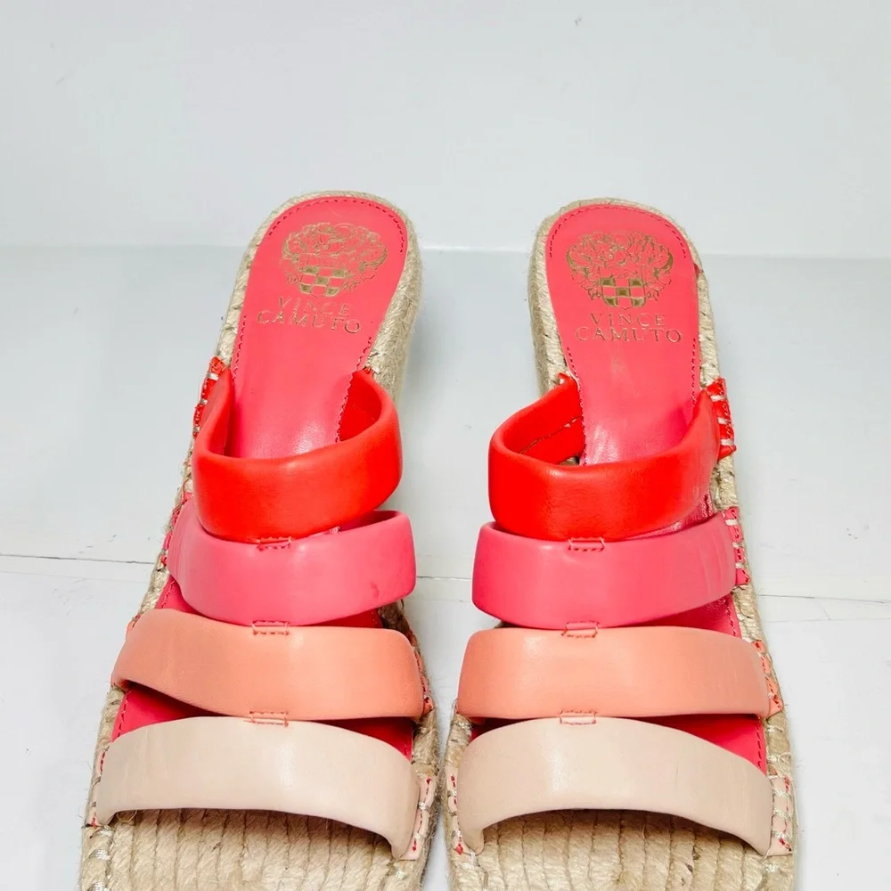 Vince‎ Camuto Molisana Espadrilles Wedge Sandals Womens Size 9M Orange/Pink.